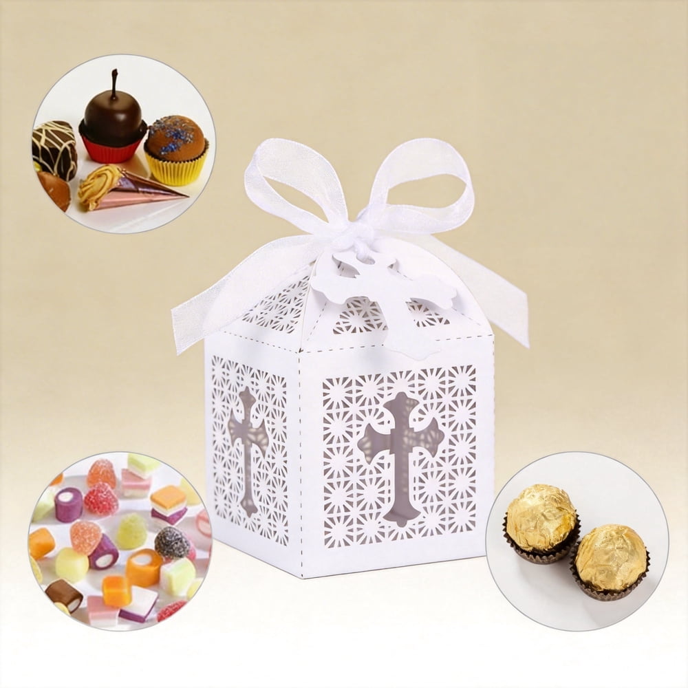 Blank White Favor Boxes 3x3in, 50-Count Foldable product photo