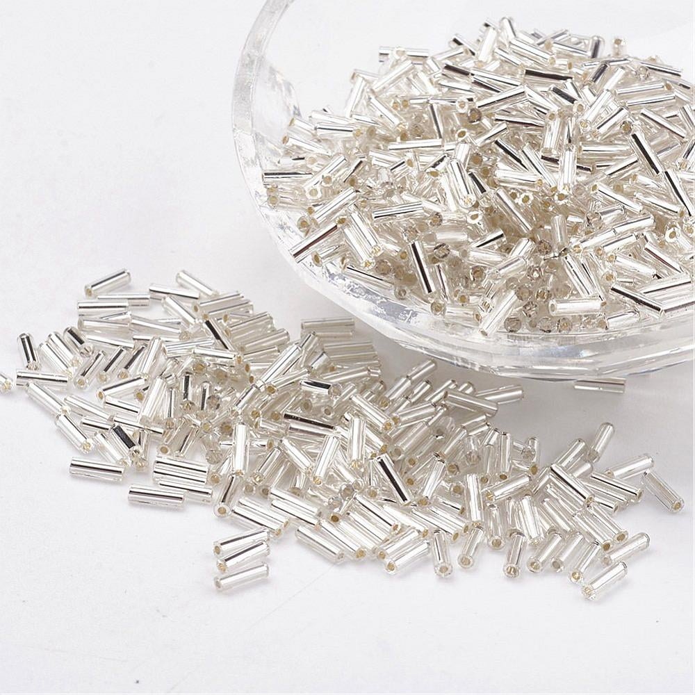 Glass Bugle Beads 6mm, 2000-Count, Clear Silver-Lined product photo