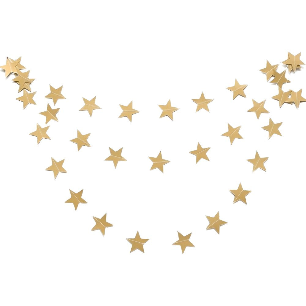 Star Paper Garland 12ft, Metallic Gold product photo