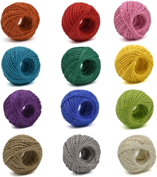 Colored Jute Twine Set, 12-Roll Assorted 30ft Each product photo