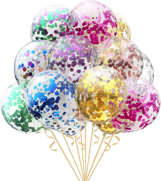 Confetti-Filled Clear Latex Balloons 12in, Pack of 25, Gold Flake product photo