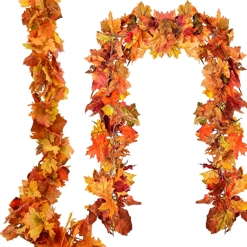 Faux Fall Maple Leaf Garland 6ft, 3-Pack, Autumn Mix product photo