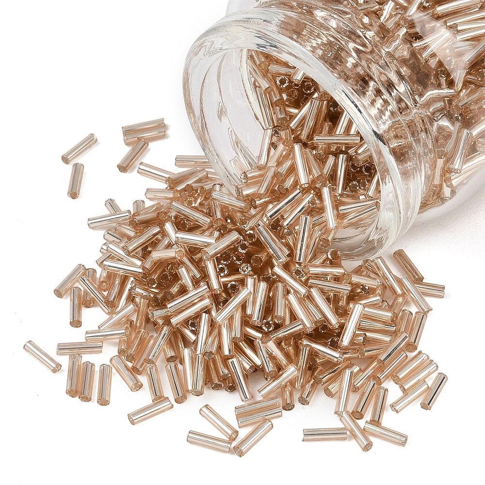 Glass Bugle Beads 6mm, 2000-Count, Champagne Silver-Lined product photo
