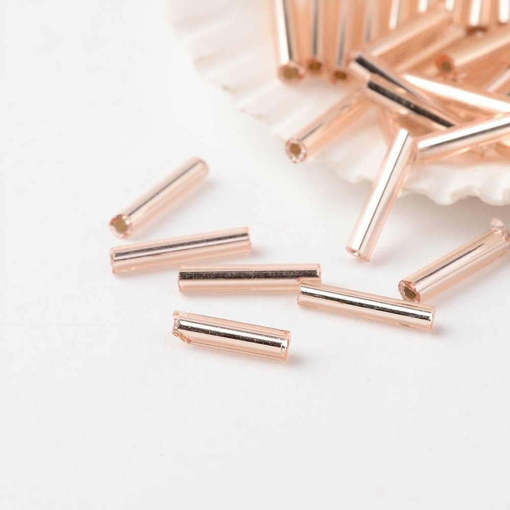 Glass Bugle Beads 6mm, 2000-Count, Rose Gold Lined product photo