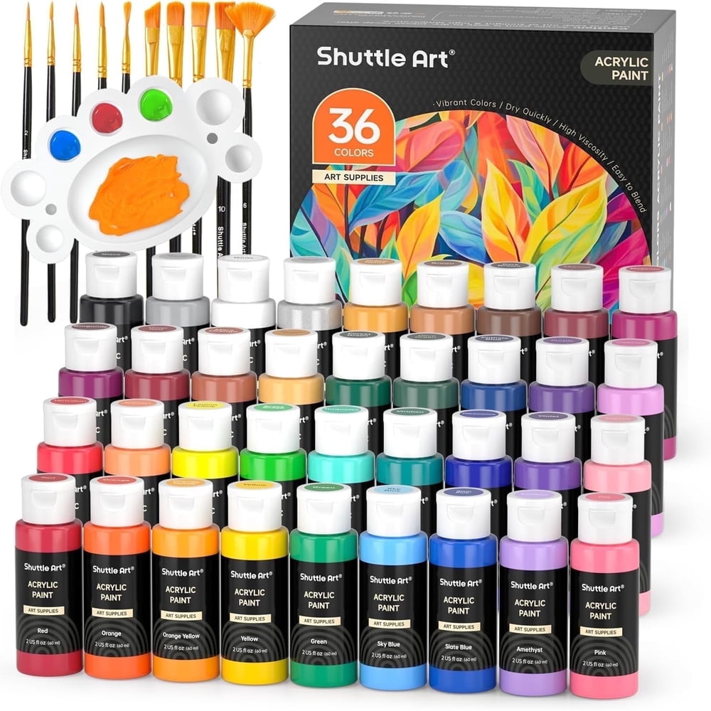 Matte Acrylic Craft Paint Set, 12-Color 2oz, Pastel Palette product photo