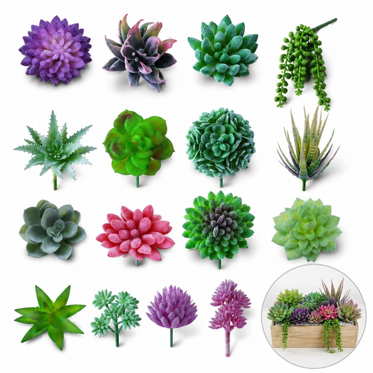 Mini Faux Succulent Picks, 20-Pack, Assorted Green product photo