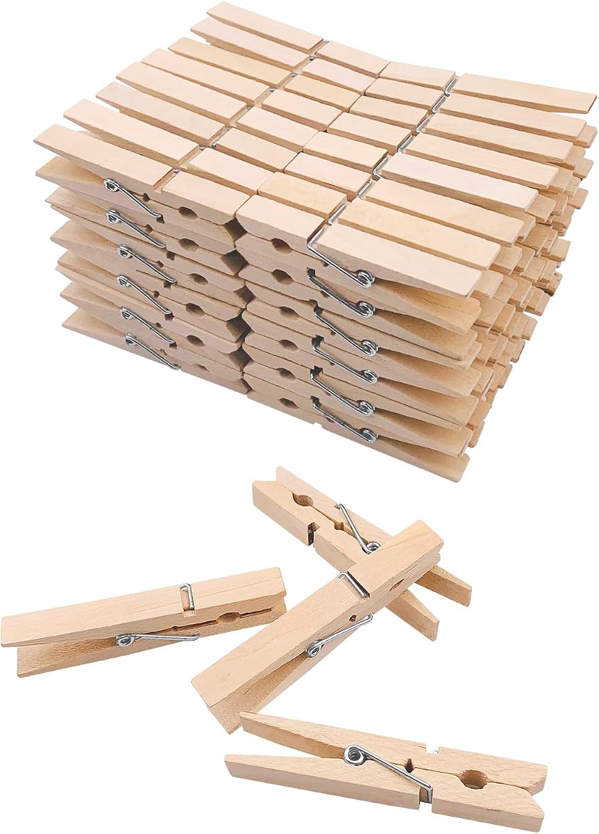 Mini Wooden Clothespins, 100-Pack, Natural 1in product photo
