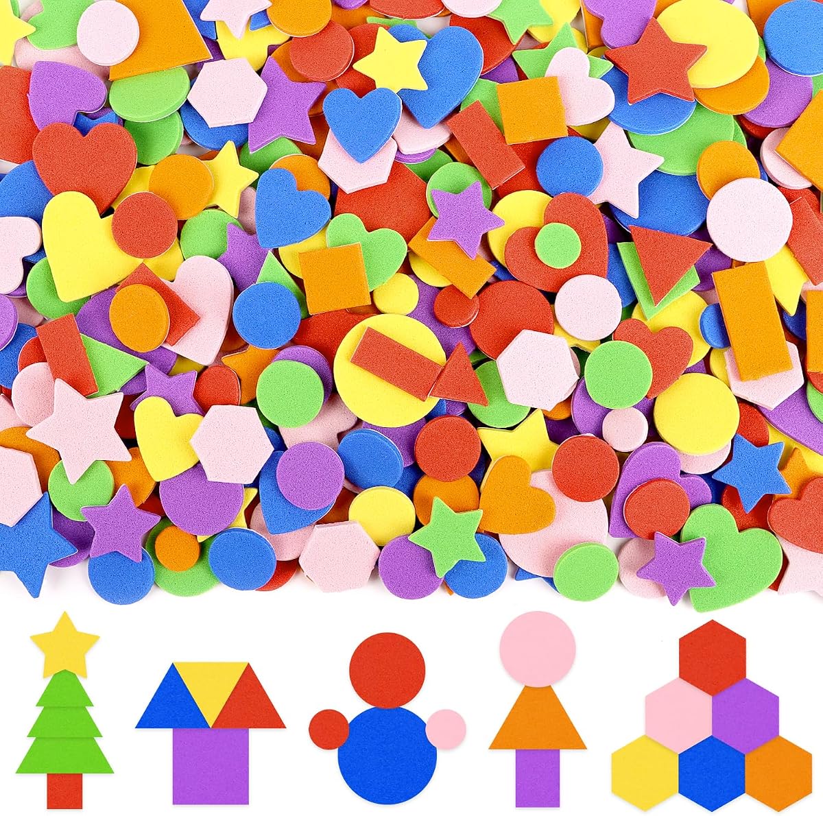Puffy Foam Stickers Assortment, 500-Count, Shapes Mix product photo