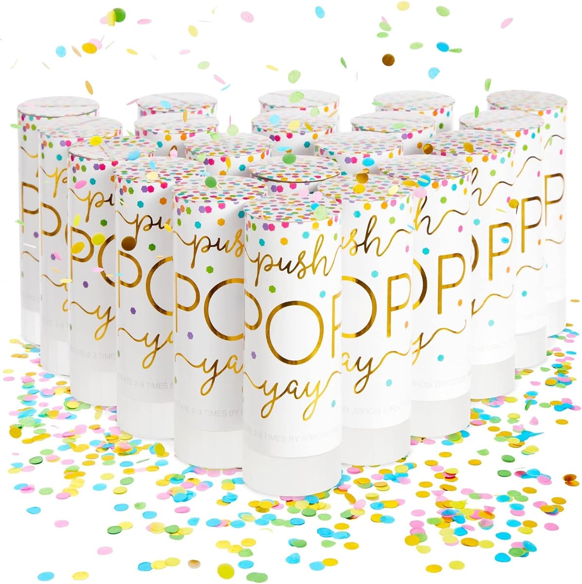 Push-Pop Confetti Poppers, 12-Pack, Multicolor Paper product photo