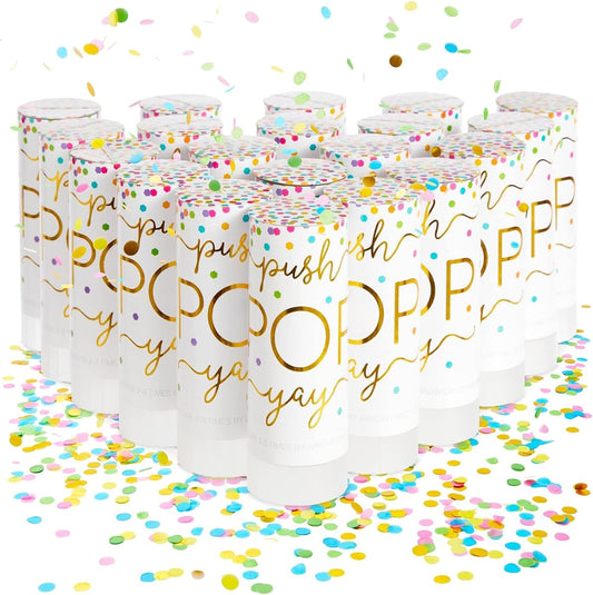 Push-Pop Confetti Poppers, 12-Pack, Multicolor Paper product photo