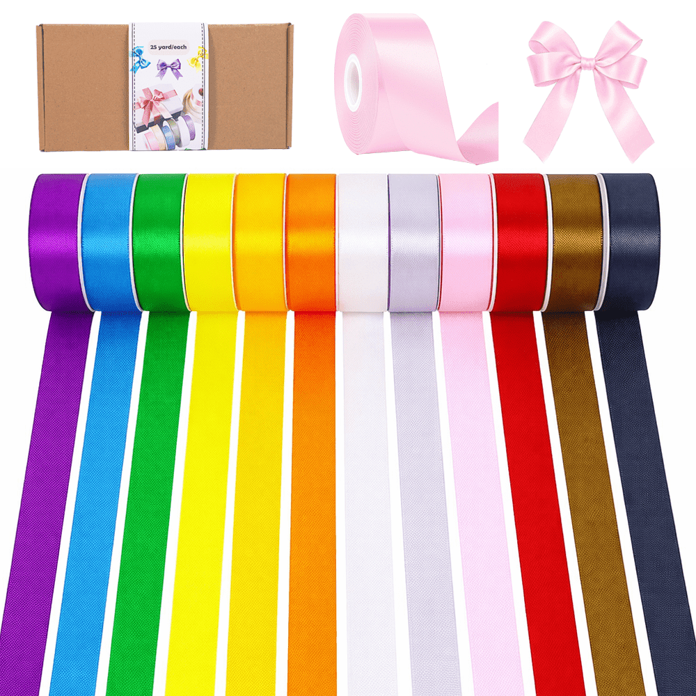 Satin Craft Ribbon Set, 24-Roll Assorted Colors product photo