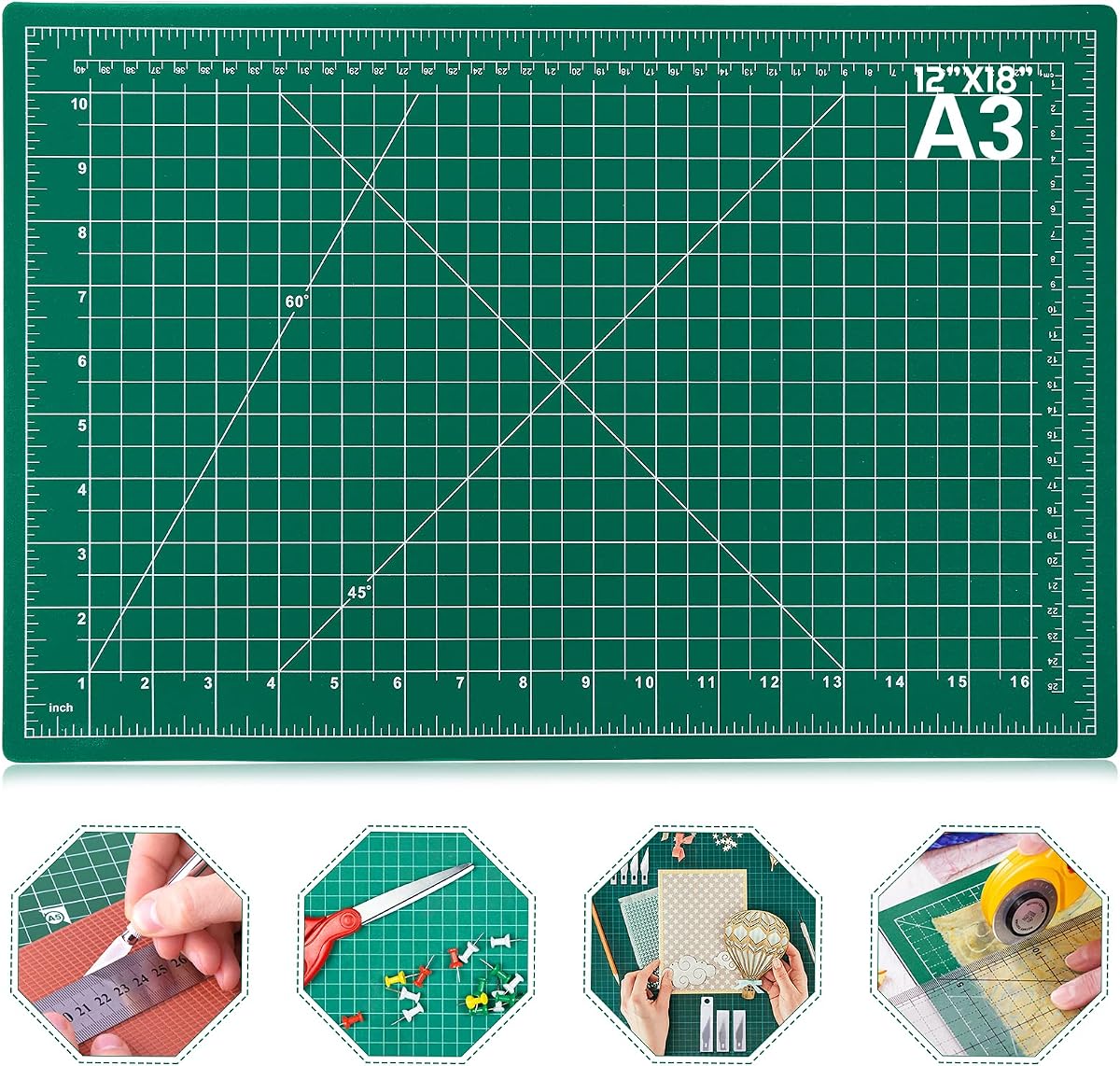 Self-Healing Cutting Mat 12x18in, Double-Sided Grid product photo