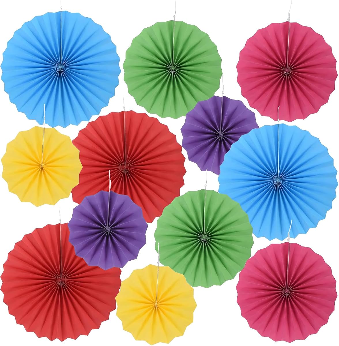 Tissue Paper Fan Decoration Set, 12-Piece, Gold and White product photo