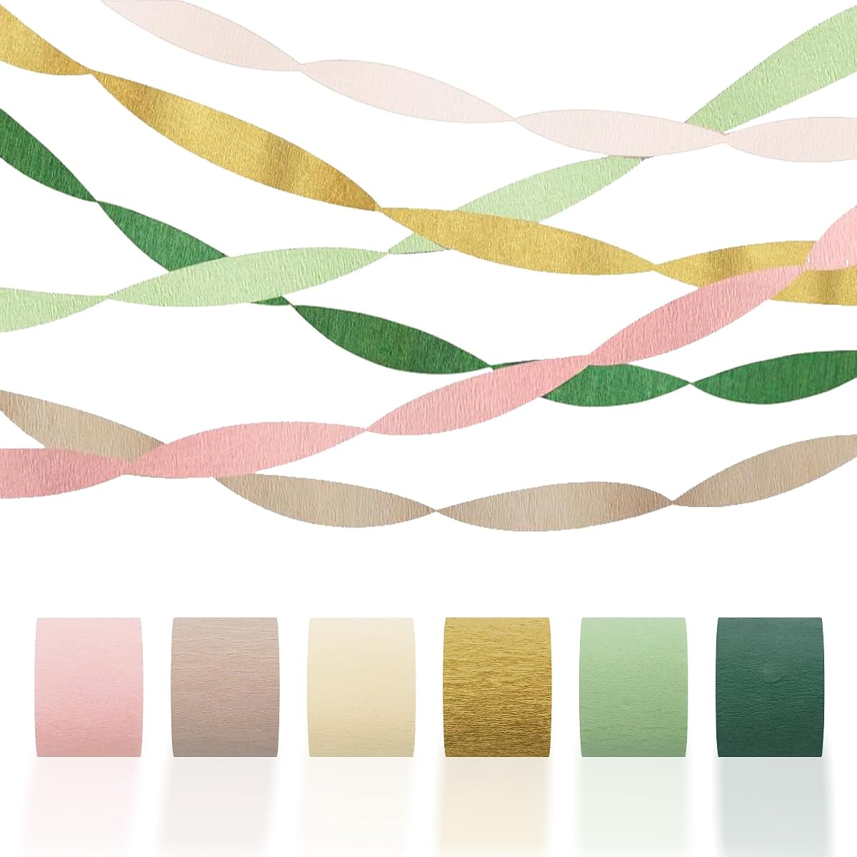 Twisted Crepe Paper Streamer Set of 6, Neutral Mix product photo