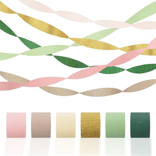 Twisted Crepe Paper Streamer Set of 6, Neutral Mix product photo